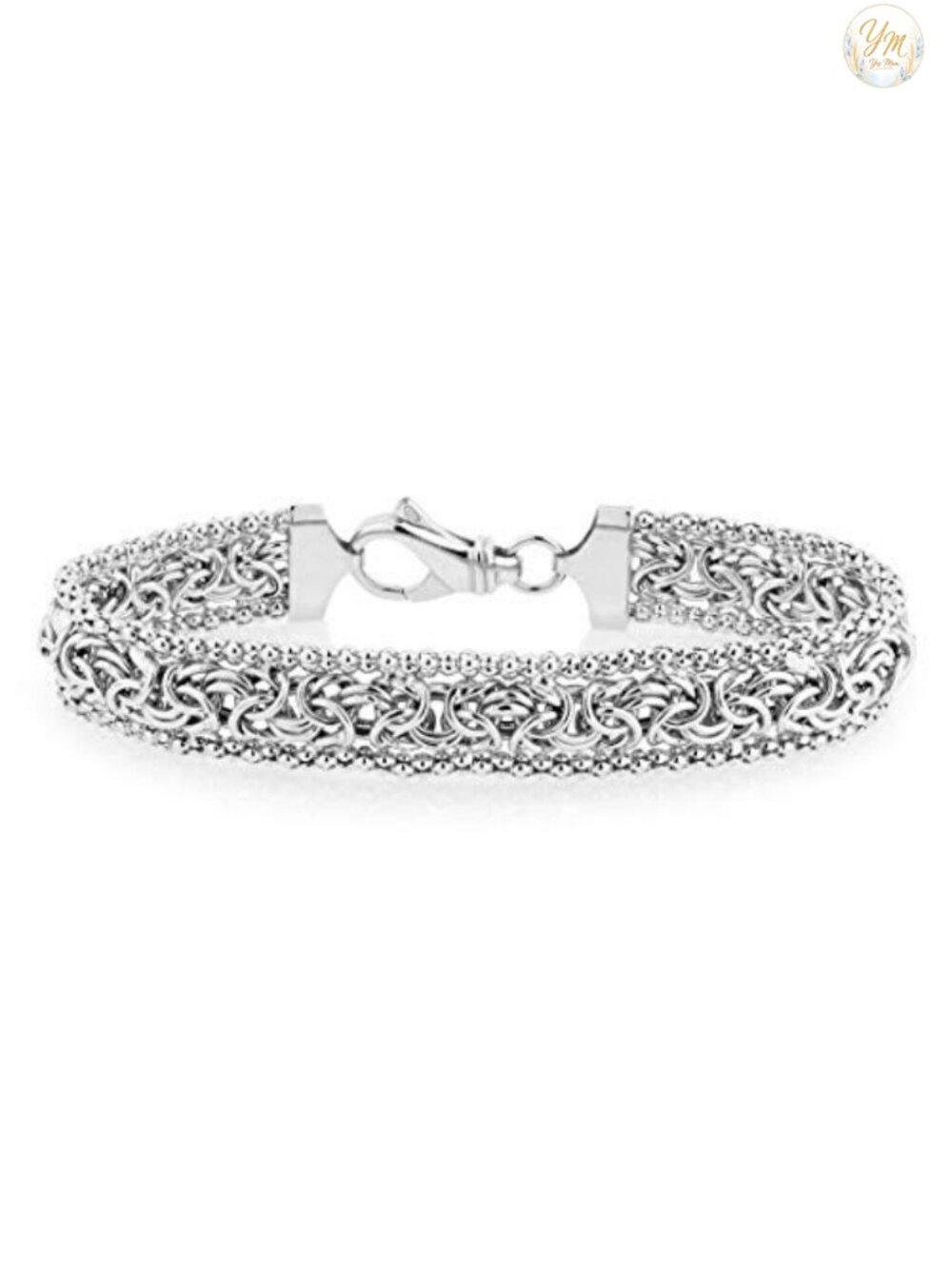 Italian 925 Sterling Silver 18K Gold Plated Byzantine Link Bracelet